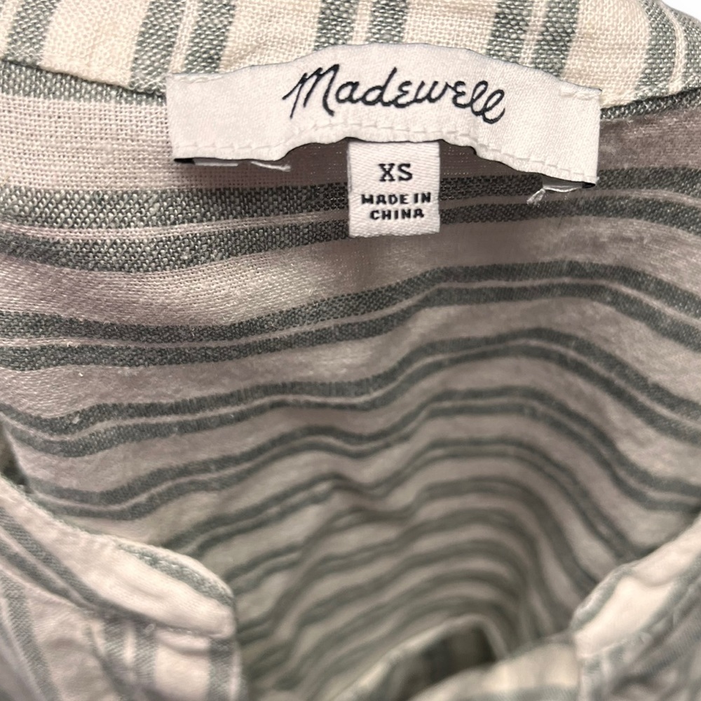 Madewell Linen-Blend Lakeline Popover Shirt in Hester Stripe  Xs - Picture 8 of 10